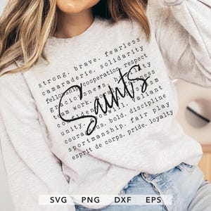 Trendy Saints Spirit Shirt Sublimation, Saints Typography SVG, PNG, dxf, eps, Saints School Sport Cut File, Saint Words Cricut