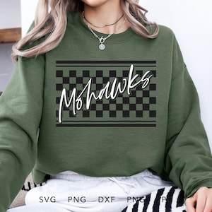 Mohawks Checkered SVG, PNG, dxf, jpg, eps, Retro Mohawks Sport Shirt Sublimation Design, Mohawks School Mascot Cricut