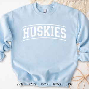 Huskies Varsity Arched SVG, PNG ,dxf, jpg, eps, Huskies Silhouette, Huskies Sublimation, Huskies Cut File, Huskies School Mascot