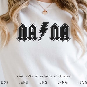 NANA Thunderstruck SVG, Dxf, Jpg, Png, Eps, Grandma Svg, Thunder Cut File Cricut Silhouette, Regalo para abuela Svg, Rock n Roll inspirado SVG