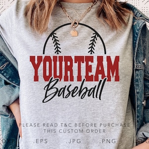 Your Team Baseball SVG, Dxf, Jpg, Png, Eps, Baseball Svg,Baseball Template Svg, Baseball Team Cut File Cricut Silhouette, Baseball Shirt Svg