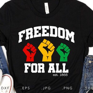 Juneteenth SVG, Dxf, Jpg, Eps,Freedom For All Svg, Juneteenth Sublimation Shirt PNG, Freedom Day Svg, Black Woman Shirt Svg, Juneteenth 1865