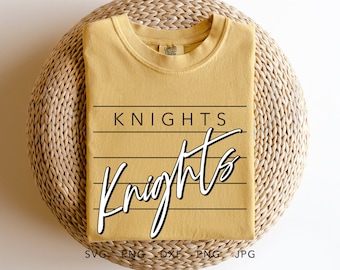 Knights SVG, PNG, dxf, jpg, eps, Trendig Knights Sporttröja Sublimeringsdesign, Knights School Maskot Cricut, Knights Laganda
