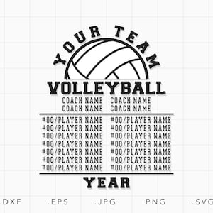 Volleyball Player List SVG, Dxf, Jpg,Png, Eps, Volleyball Champion Svg, Volleyball Team Member Cut File Cricut, Volleyball Spirit Shirt Svg