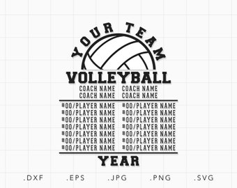 Volleyball Player List SVG, Dxf, Jpg,Png, Eps, Volleyball Champion Svg, Volleyball Team Member Cut File Cricut, Volleyball Spirit Shirt Svg