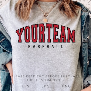Your Team Baseball SVG, Dxf, Jpg, Png,Eps, Baseball Svg, Baseball Template Svg, Baseball Team Cut File Cricut Silhouette, Baseball Shirt Svg