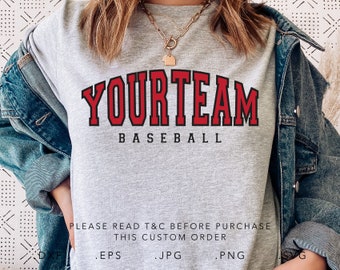 Your Team Baseball SVG, Dxf, Jpg, Png,Eps, Baseball Svg, Baseball Template Svg, Baseball Team Cut File Cricut Silhouette, Baseball Shirt Svg