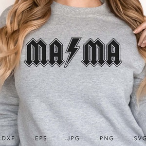 Mamá Thunderstruck SVG, Dxf, Jpg, Eps, Png, Mamá Svg, Mamá inspirada en el rock and roll Svg, Archivo de corte Thunder Cricut Silhouette, Regalo para mamá Svg