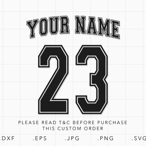 Aangepaste Jersey Number SVG, Dxf, Jpg, Png, Eps, Jersey Naam Svg, Jersey Back Svg, Jersey Number Template Svg, Nummers Svg, Custom Name Shirt Svg