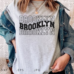 Brooklyn Stacked Wavy SVG DXF JPG Png Eps Cricut Silhouette Cut File