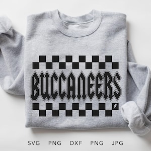 Buccaneers Checkered SVG, PNG, dxf, jpg, eps, Retro Buccaneers Team Spirit Sublimation Design, Buccaneers School Mascot Iron On