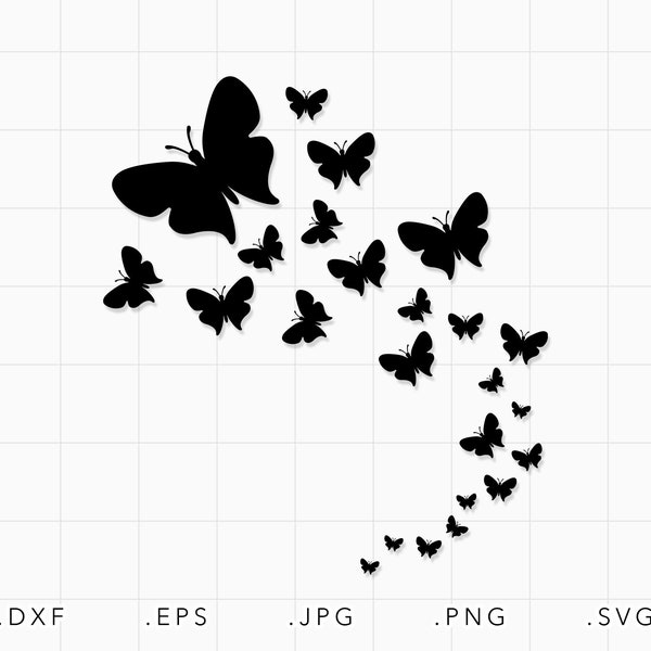 Butterfly SVG, Butterfly DXF Eps, Butterflies Svg, Flying Butterflies SVG, Butterfly Vector, Butterfly Clipart, Butterfly Silhouette Cricut