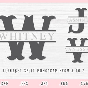 Split Monogram SVG, Fishtail Monogram SVG, DXF, Jpg, Png, Eps, Split Letter Svg, Classic Font Svg, Monogram Cut Files Cricut y Silhouette