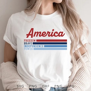 Retro America SVG, PNG, DXF, Jpg, Eps, Sublimación de camisa del Día de la Independencia de moda, Cricut del 4 de julio, Archivo de corte del 4 de julio, Svg patriótico