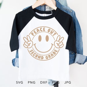 Peace Out Second Grade SVG, PNG, Eps, Dxf, Divertente seconda elementare Ultimo giorno di scuola Camicia Sublimazione, So Long 2nd Grade Cricut, Grado 2 Grad