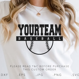 Custom Baseball Spirit Shirt SVG, Dxf, Jpg, Png, Eps, Baseball Template Svg, Baseball Team Cut File Cricut Silhouette, Baseball Shirt Svg