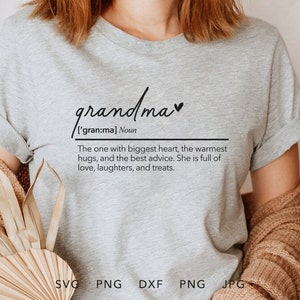 Definição da vovó SVG, DXF, PNG, Jpg, Eps, sublimação de moletom engraçado para presente do dia das mães, Nana Cricut, arquivo de corte da vovó, silhueta de babá