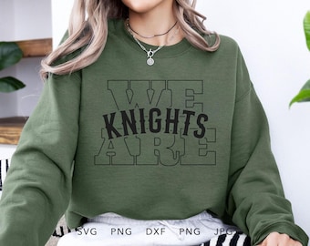 We Are Knights SVG, PNG, dxf, jpg, eps, Vintage Knights Game Day Sublimation Design, Knights School Sport Mascot Cut File