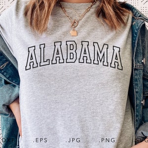 Alabama Arched Varsity Letters SVG DXF JPG Png Eps Cricut Silhouette Cut File