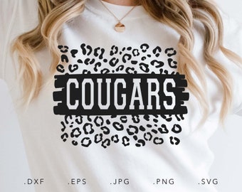 Cougars SVG, PNG ,dxf, jpg, eps, Cougars Leopard Print Sublimation, Cougars School Team Mascot, Cougars Sublimation, Cougars Cut File