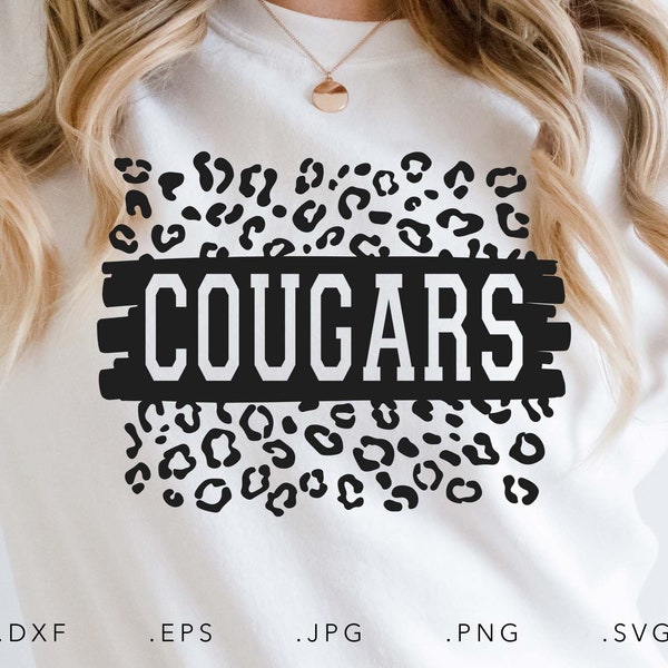 Cougars SVG, PNG ,dxf, jpg, eps, Cougars Leopard Print Sublimation, Cougars School Team Mascot, Cougars Sublimation, Cougars Cut File