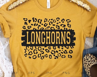 Longhorns SVG, PNG ,dxf, jpg, eps, Longhorns Leopard Print Sublimation, Longhorns School  Mascot, Longhorns Sublimation, Longhorns Cut File