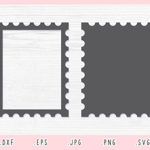 Marco de sello postal SVG, Eps, DXF, jpg, png, archivo de corte de marco para Cricut y silueta, imágenes prediseñadas de sellos postales, vector de marco de sello postal