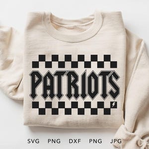 Patriots Checkered SVG, PNG, dxf, jpg, eps, Retro Patriots Team Spirit Sublimation Design, Patriots School Mascot Iron On