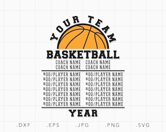 Basketball Spieler Liste SVG, Dxf, Jpg, Png, Eps, Basketball Champion SVG, Basketball SVG, Basketball Team geschnitten Datei Cricut, Basketball Shirt