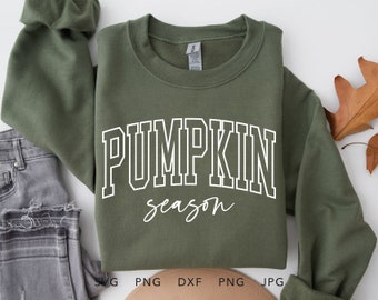 Pumpkin Season SVG, PNG, dxf, jpg, eps, Trendy Pumpkin Season Arched Varsity Shirt Sublimation, Vintage Autumn Cricut, Retro Fall Cut File