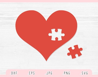 Piece of My Heart SVG, Dxf, Jpg, Png, Eps, Love Svg, Heart Cut File for Cricut and Silhouette, Heart Puzzle Svg, Shape SVg,Missing Piece Svg