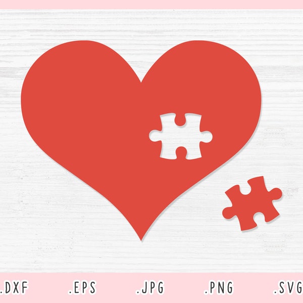 Piece of My Heart SVG, Dxf, Jpg, Png, Eps, Love Svg, Heart Cut File for Cricut and Silhouette, Heart Puzzle Svg, Shape SVg,Missing Piece Svg
