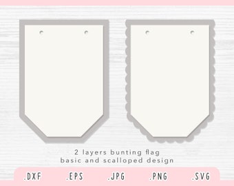 Banners SVG, Pennant Svg, Bunting Flag Svg, Cut File for Cricut and Silhouette, Pennant Bunting Template Svg, Eps, Jpg, Png, DXF, Scalloped