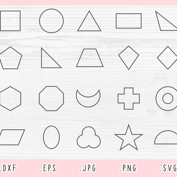 Contour De base Shape SVG pour Cricut and Silhouette, Shapes SVG Bundle, Basic Shape, Basic Shape Dxf, Basic Shape Clipart, Basic Shape Vector