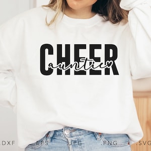 Cheer Auntie SVG, Dxf, Jpg, Png, Eps, Cheer Aunty Cut File Cricut Silhouette, Tante Svg, Tante Chemise Svg, Pom-pom girls SVG, Cheer Aunty Svg