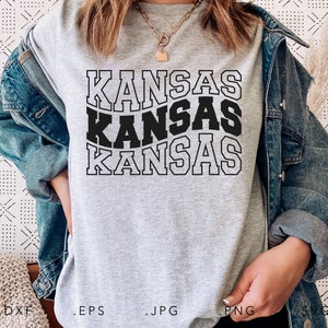 Kansas Stacked Wavy SVG DXF JPG Png Eps Cricut Silhouette Cut File
