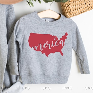 Merica SVG, Eps, DXF, Jpg, Png, Amerika kaarten gesneden bestand voor Cricut en silhouet, Independence Day Svg, 4 juli Svg, Amerika Shirt SVG