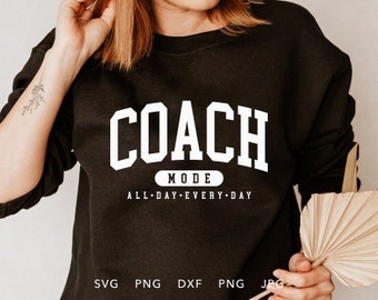 Coach SVG, DXF, PNG, Jpg, Eps, Arched Varsity Coach Cricut Silhouette, Funny Coach Life Shirt Sublimation, Coach Appreciation Gift Cut File