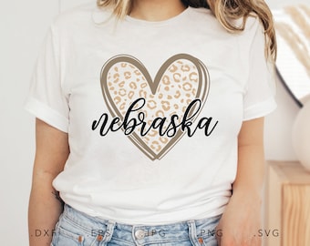 Nebraska Heart Leopard SVG DXF JPG Png Eps Cricut Silhouette Cut File