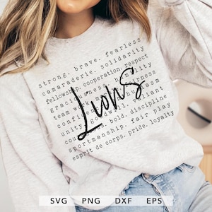 Trendy Lions Spirit Shirt Sublimation, Lions Typography SVG, PNG, dxf, eps, Lions School Sport Cut File, Lion Words Cricut