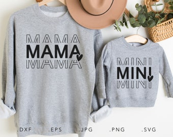 Mama Mini SVG, Dxf, Jpg, Png, Eps, Mama and Mini Cut File Cricut Silhouette, Family Svg, Family Shirt Svg, Mother and Daughter Svg, Mama Svg