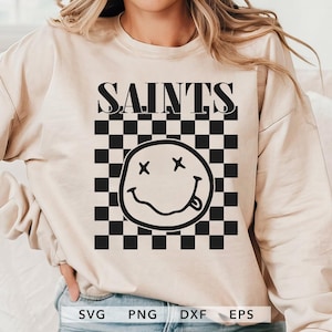 Retro Saints SVG, PNG, dxf, eps, Saints Sport Shirt Sublimation Design, Checkered Saints School Team Spirit Cricut