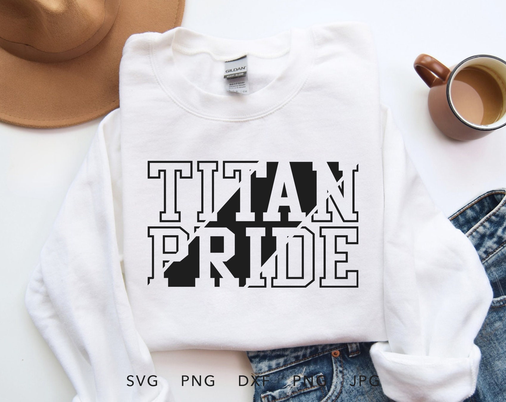 Titan Pride SVG, PNG, dxf, jpg, eps, Sublimación de camisa Titans, Cricut de mascota de la escuela Titans, Sudadera Titans Team Spirit