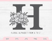 Flower Alphabet SVG, Floral Alphabet Svg, Botanical Alphabet Svg, Cut Files for Cricut and Silhouette, Floral Letter Svg, Eps, Jpg, Png, Dxf