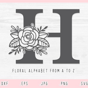 Blumen Alphabet SVG, Blumen Alphabet SVG, botanisches Alphabet SVG, geschnittene Dateien für Cricut und Silhouette, Blumen Buchstaben SVG, Eps, Jpg, Png, Dxf