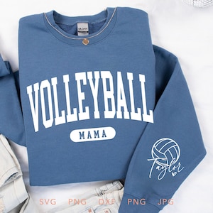 Gepersonaliseerde volleybal Mama SVG, PNG, Eps, Dxf, Jpg, Trendy volleybal Mama Sweatshirt sublimatie ontwerp, aangepaste volleybal Mama Cricut