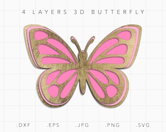 Butterfly SVG, Butterfly DXF Eps, Stacked Butterfly Svg, 3D Butterfly SVG, Butterfly Vector, Butterfly Clipart, Butterfly Silhouette Cricut
