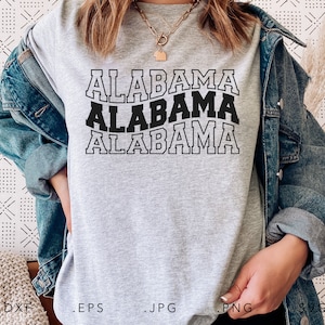 Alabama empilés ondulé SVG DXF JPG Png Eps Cricut Silhouette coupe fichier