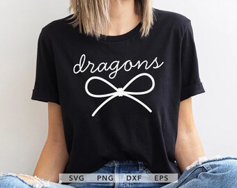 Dragons Coquette SVG, PNG, dxf, eps Cute Bow Dragons Sport Shirt Design Cricut, Trendy Dragons Game Day Outfit Sublimation