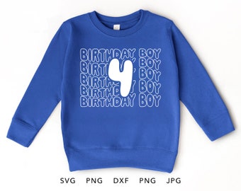 4 år gammal SVG, PNG, Eps, Dxf, Jpg, 4-årsdagspojke-tröja sublimering, fyra år gammal pojke-present Cricut, fjärde födelsedagspojke-klippfil
